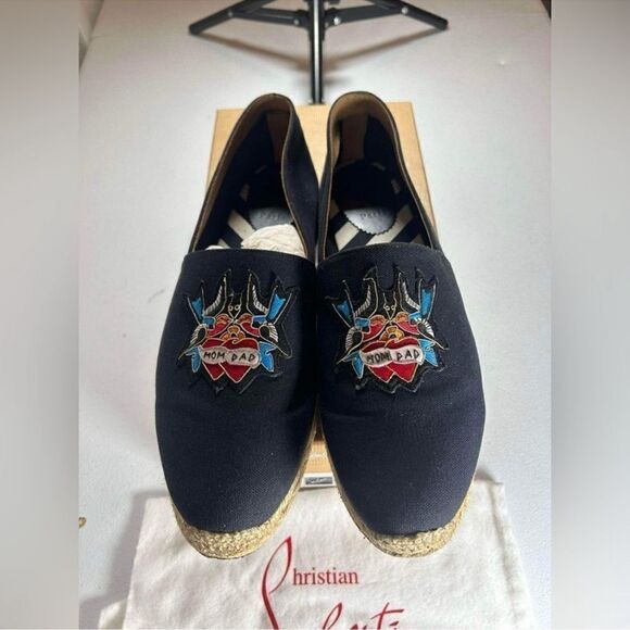 Christian Louboutin Sparrow Birds 'Mom & Dad' Tattoo Patch Espadrille 45 / US 12